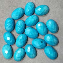 10X14MM FACETED OVAL CABOCHON STABILIZED TQ BLUE(8PCS/BAG)